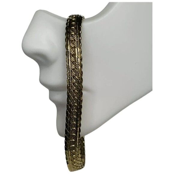 Vintage Gold Plated Mesh Link Snake Gold Polished Bracelet 7.5 Inches - Picture 6 of 11